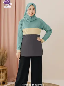 Kaos Couple Keluarga bertiga Kaos keluarga tangan panjang Kaos seragam family gathering Ziyata ZT030 Katun Dewasa Muslim Baju Sarimbit Pasangan Pendek