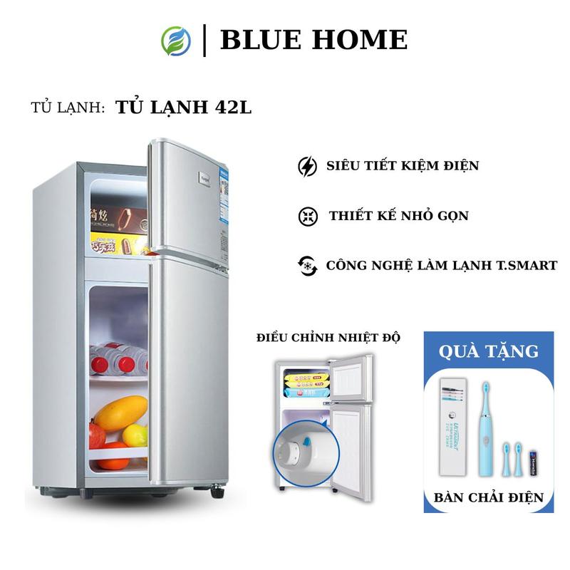 Tủ lạnh mini, tủ lạnh 2 ngăn 42L có ngăn lạnh và ngăn đá riêng biệt, phù hợp cho sinh viên, bảo hành 24 tháng