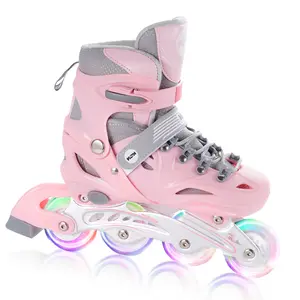 Sepatu Inline Pria Wanita, Sepatu Roda yang Dapat disesuaikan dengan Semua Roda yang Menyala, Sepatu Inline Anak-anak, remaja Kaki Outdoor 6 - 10 tahun shet5 revenge hijau skate dewasa