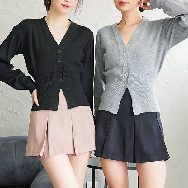 MINJI PRESS BODY TOP KNIT RAMPING-WANITA-KNIT-PREMIUM-TEBAL CARDIGAN - ATASAN WANITA Knitwear Atasan Cardigan Panjang Basic Dewasa Hitam Outer 0