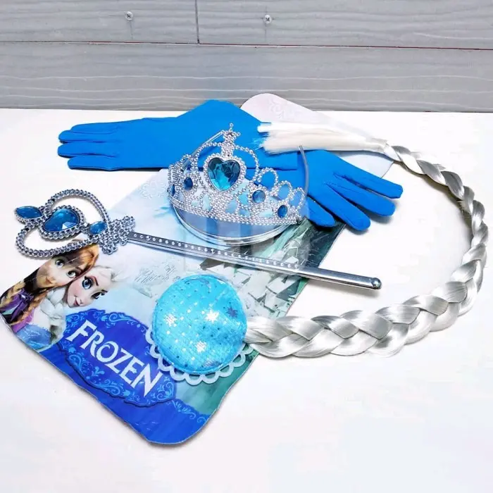 SET 4IN1 BANDO MAHKOTA + RAMBUT KEPANG + TONGKAT + SARUNG TANGAN FROZEN PRINCESS FROZEN ELSA ANNA Bando Klip KEKINIAN BANDO RAMBUT KEPANG JEPIT / ACCEESORIES PESTA ULANG TAHUN PENTAS KARNAVAL  Kostum Anak Cantik Aksesoris 5