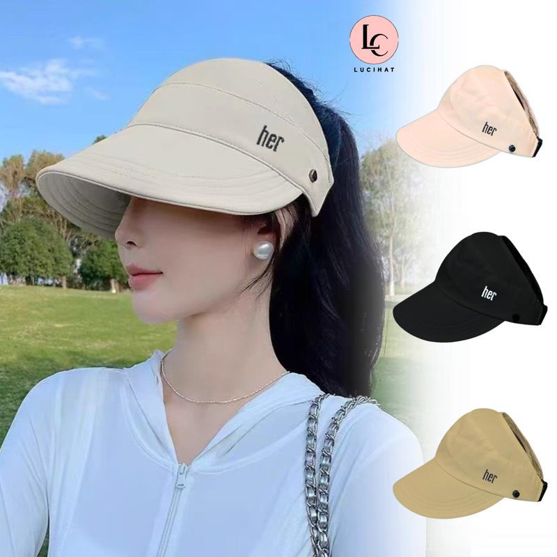 Mũ bucket vành rộng hở chóp, mũ ngư dân chống nắng nửa đầu đi biển, nón tai bèo nữ chất vải KAKI dày dặn thoáng mát