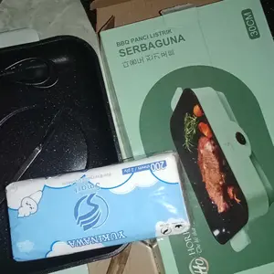 Panggangan Multifungsi BBQ Elektrik Panci Pemanggang Anti lengket Persegi Panjang Panci Panggang Listrik Grill Electric