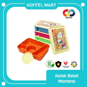 (COD) Kotak Makan Lunch Box Montana - 4 sekat + Tutup Anti Tumpah Plastik - Tempat Bekal