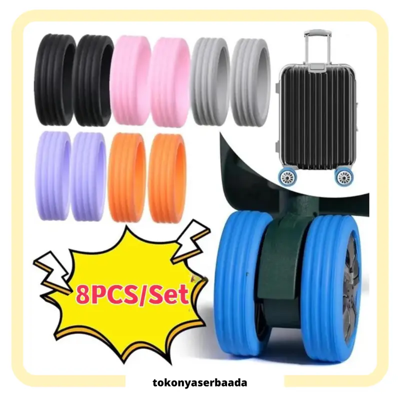 TSA (COD) 8Pcs Pelindung Roda Koper Silikon Cover Roda Koper Protector Ring Karet Pengganti Roda Koper (BELI LOKALLL) 0