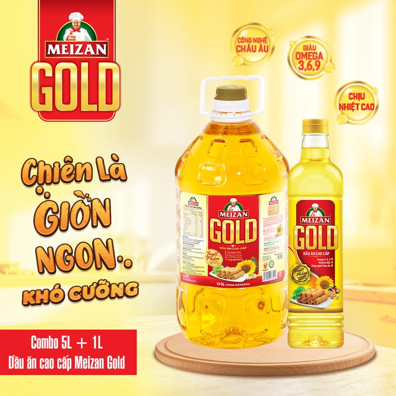 [WILMAR] Dầu ăn cao cấp Meizan Gold 5L Kết Hợp Từ 03 Loại Dầu Tự Nhiên Cao Cấp, Chịu Nhiệt Cao, Giảm Nguy Cơ Cháy Khét