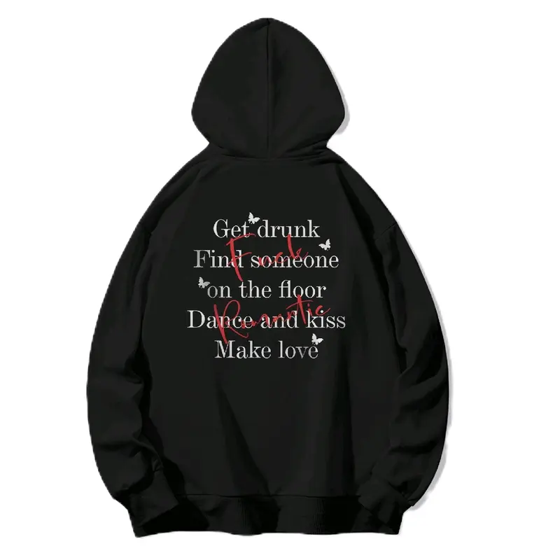 Uwordstory Hoodie Jumper Hitam Motif Love Language Kiss me and make love  Kaki Seksi Not telepati che Pradae Boxy Size S M L XL XXL XXXL Starboy Sweater Fleece Pria Oversize Keren 0