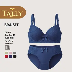 TALLY 1 Pca atau 2 Pcs Bra Set Ada Kawat Busa Tipis Bahan Brokat CUP A - B Kait 3 Daily Bra Breathable Bh 5520/5519 Sarwendah
