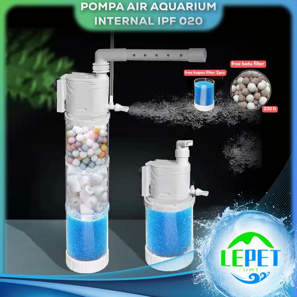 LEPET POMPA AIR AQUARIUM INTERNAL IPF 020 FILTER RECENT SUMBERSIBLE PUMP