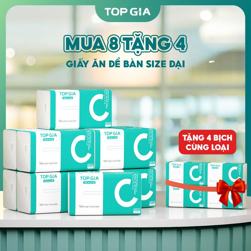   MUA 8 TẶNG 4 - GIẤY LỤA GÓI LỚN  COMBO MUA 8 TẶNG 4 giấy chữ C TOPGIA chính hãng - Khăn giấy tiện lợi 4 lớp - giấy rút cao cấp  Đạt Chuẩn Bộ Công Thương Top Gia HCM F0100 