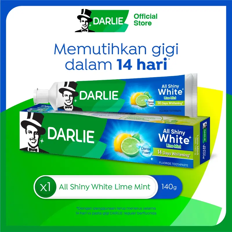 DARLIE TOOTHPASTE ALL SHINY WHITE/ PASTA GIGI 140GR| ORIGINAL- LIME MINT-MULTICARE-BAKING SODA-CHARCOAL 4