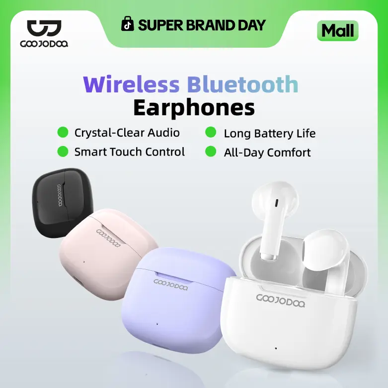 GOOJODOQ  J237 Bluetooth Earphones, Bluetooth 5.3, IPX5, Built-in Microphone, Wireless, Smart Touch, Type C