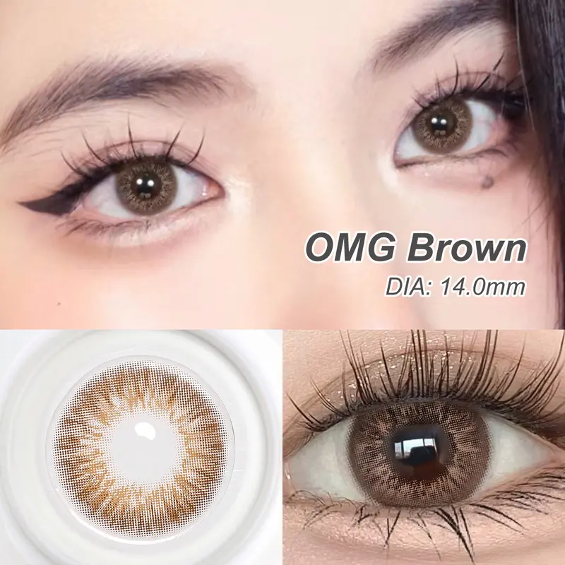 【COD】Magister OMG Softlens Minus 14mm (0.00 s/d -6.00) Sepasang Lensa kontak Kadar Air 38% Soflens minus Soflen minus Contact Lens Eye Brown 2