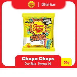 Chupa Chups Sour Bites Fruit 56g - Permen Jeli Manis Asem Aneka Buah