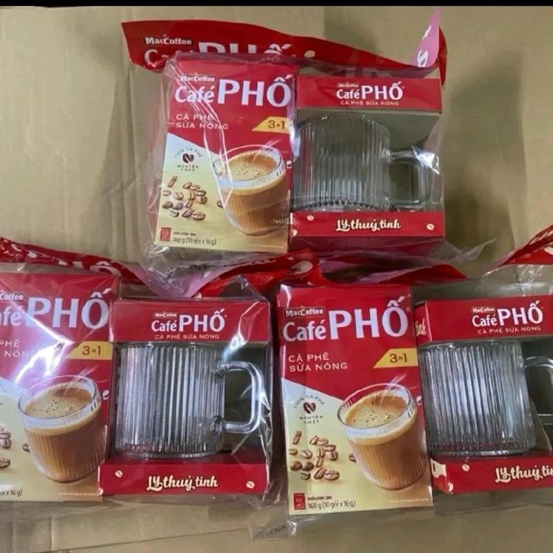  Combo 3 hộp Cafe phố sữa nóng tặng kèm 3 ly thuỷ tinh 