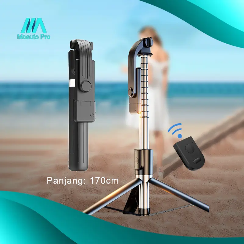 1.7Meter 3 IN 1 Selfie Stick Tongsis Bluetooth Tripod LED Fill Light Tongsis Wireless Selfie Light tongkat selfie