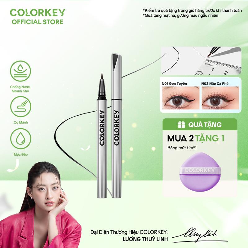 Bút Kẻ Mắt Nước COLORKEY Đầu Cọ Mảnh Không Dễ Chẻ Ngọn, Dễ Kiểm Soát Nét Mực Phù Hợp Cho Cả Người Mới Bắt Đầu 0.5ml