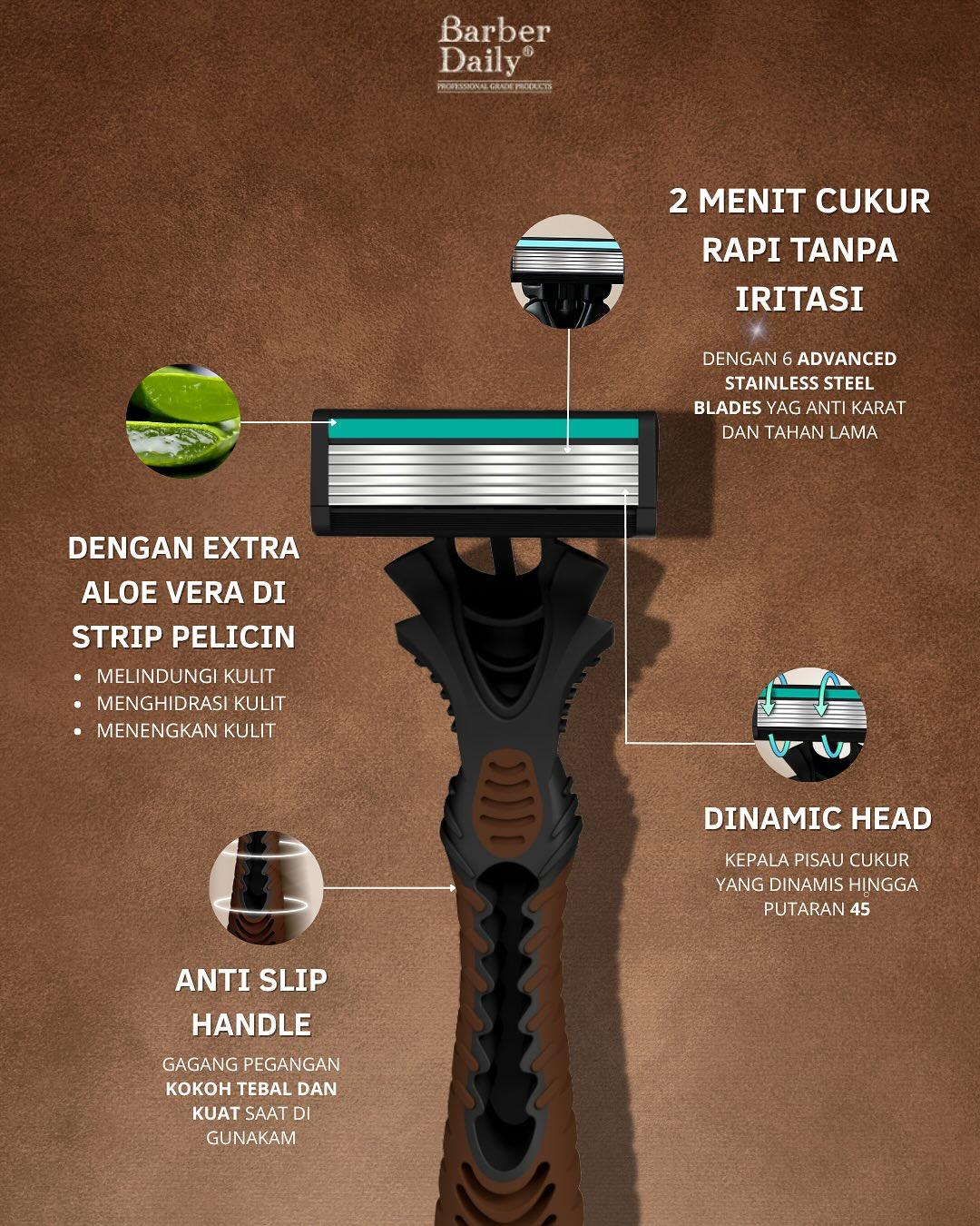 Barber Daily Shaver Six Blade Razor - Alat Cukur MAKARIZO