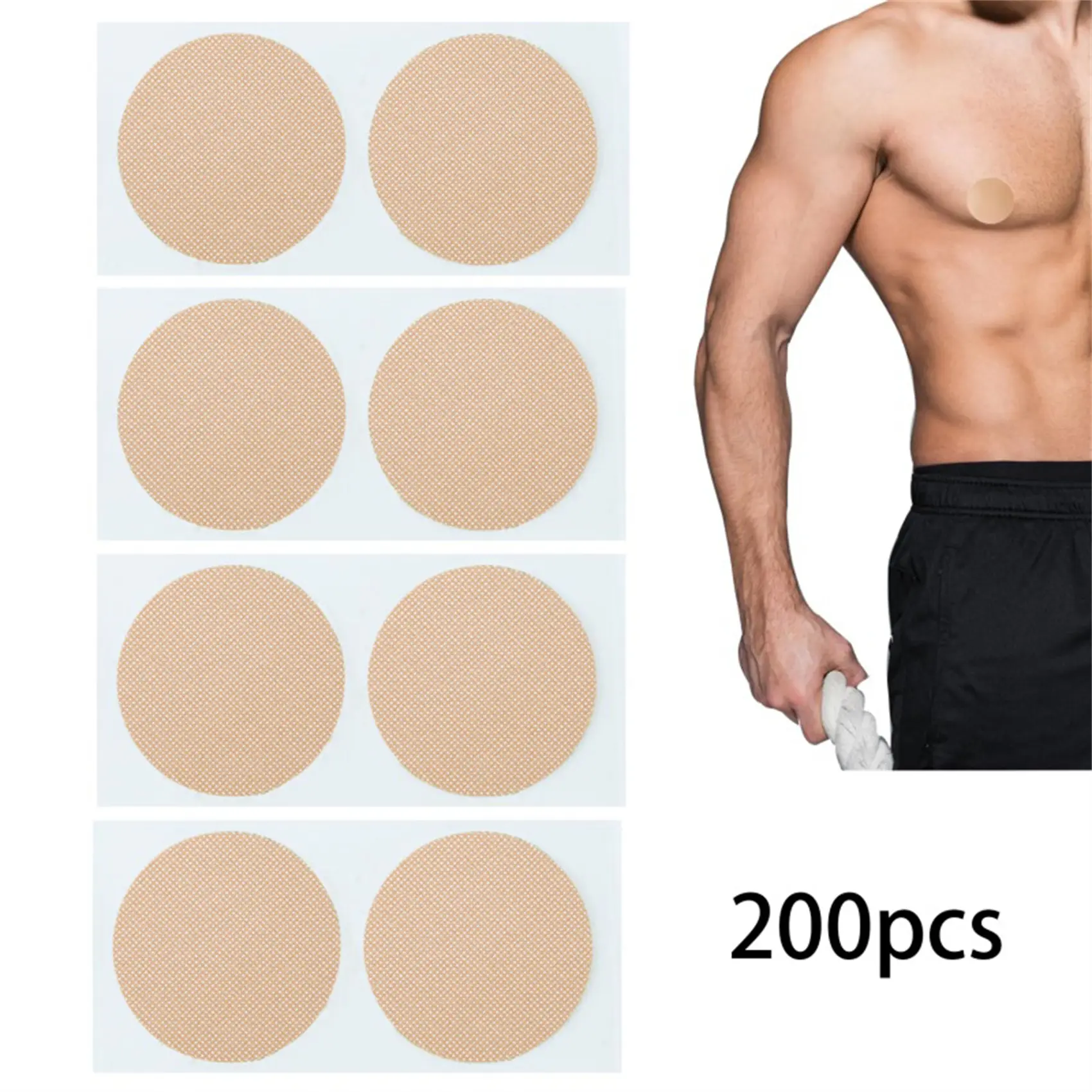 [Back To Nature]200pcs New Men's Sports Chest Stickers Cover Invisible Bra Pad Disposable Pasties Set Anti Chafing Protector for Runners Sports Gym