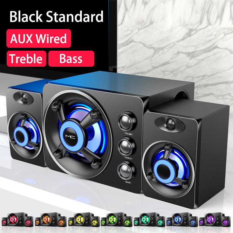 Loa âm thanh nổi 3D HIFI đầy màu sắc, đèn LED nặng, AUX, USB, có dây, không dây, Bluetooth , Âm thanh, rạp hát gia đình, loa dạng thanh vòm, TV Củ Loa Nghe Nhạc 0