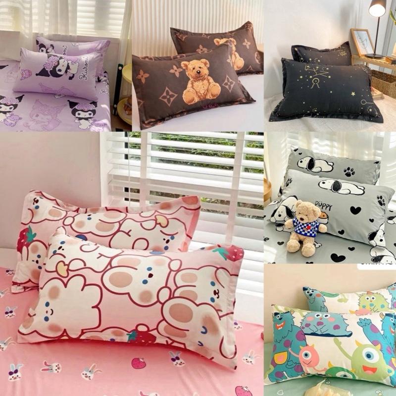 Vỏ gối đầu 45x65cm chất liệu cotton poly nhiều hoạ tiết lựa chọn