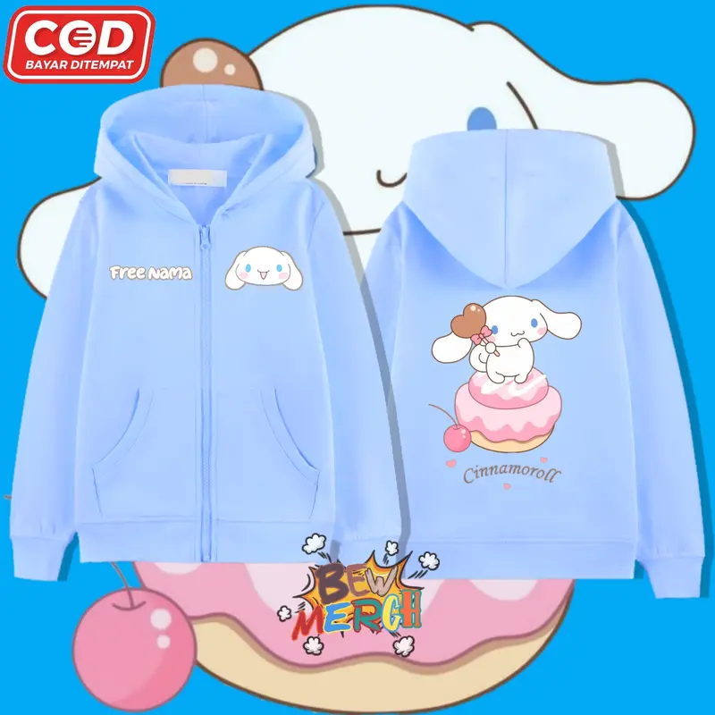 Hoodie Zipper Anak Cinnamorol / Jaket Resleting Cinnamorol Sweater Fashion 1