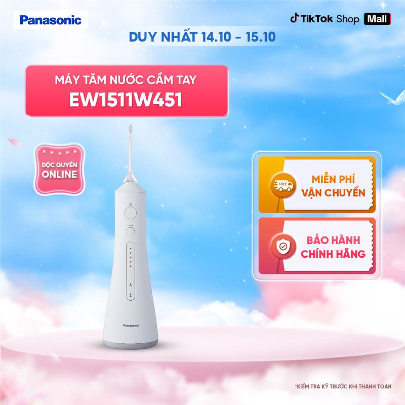 Máy tăm nước cầm tay Panasonic công nghệ siêu âm EW1511 - Làm sạch kẽ răng túi nha chu, mát xa nướu - 5 chế độ - Bảo hành chính hãng 12 tháng