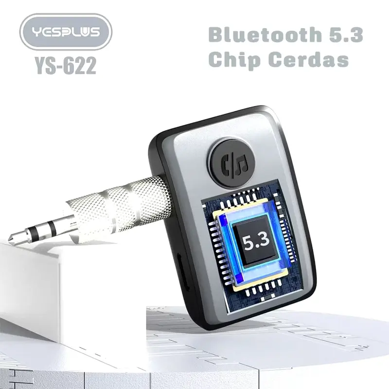 YESPLUS Adapter Penerima Signal Bluetooth  YS622 Dengan Lubang 3.5mm Versi 5.3 Alat Bluetooth Speaker Mobil Dengan Mic Car 4