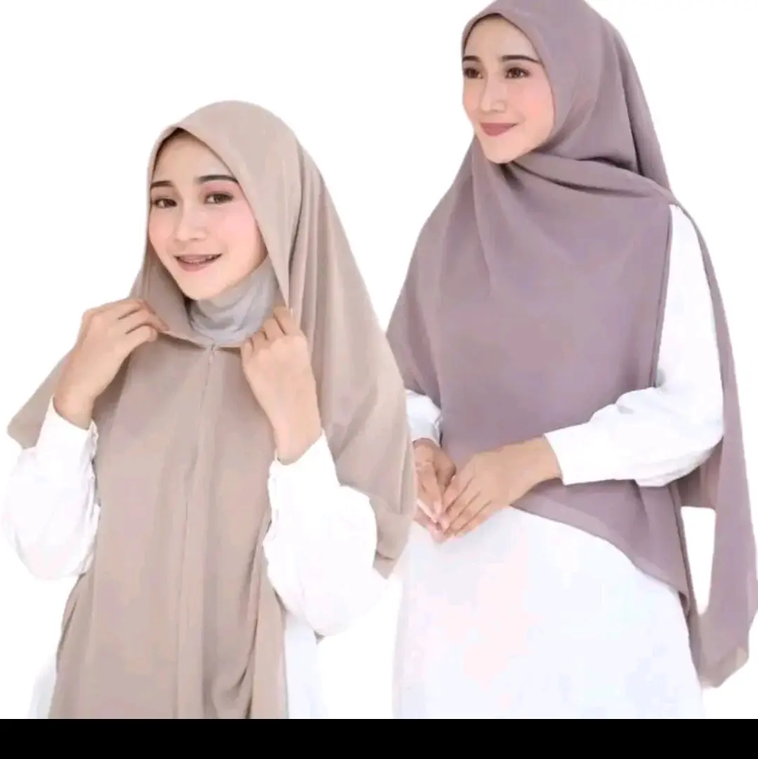 Nararya Hijab Segitiga Instan Zipper / Segi Empat Instan Zipper Syari Ceruty Babydoll Kerudung Muslim
