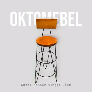 Kursi sandaran tinggi 75cm dudukan datar / kursi bar / kursi outdoor Furniture Kayu