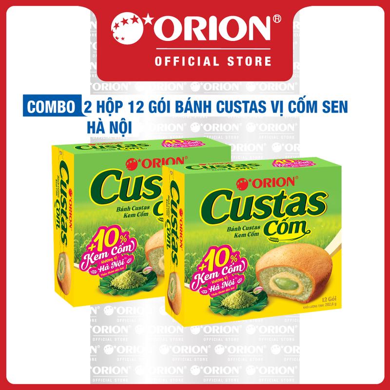 Combo 2 Hộp Bánh Custas Vị Cốm Sen Hà Nội 282,6g Hộp