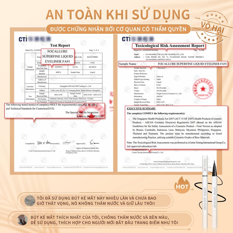 Bút kẻ mắt FOCALLURE chống nước nhanh khô 0.6g