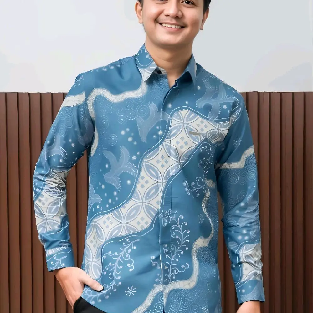 Kemeja Batik Pria Lengan Panjang Murah Baju Batik seragam Batik Kantor Modern Motif terbaru 2025 Ukuran M L XL XXL