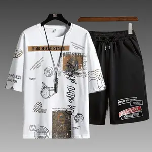 One Set Setelan Size M|L-XXL Kaos Celana Pendek Setelan Oversize Oneset Pria&Wanita Pakaian Olahraga Set-Motu Hoodie Motif Panjang Sablon