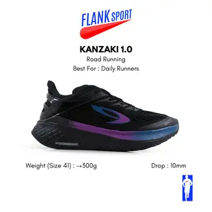 910 Nineten Kanzaki 1.0 Triple Black/Biru-Ungu Sepatu Lari Daily Running , Training