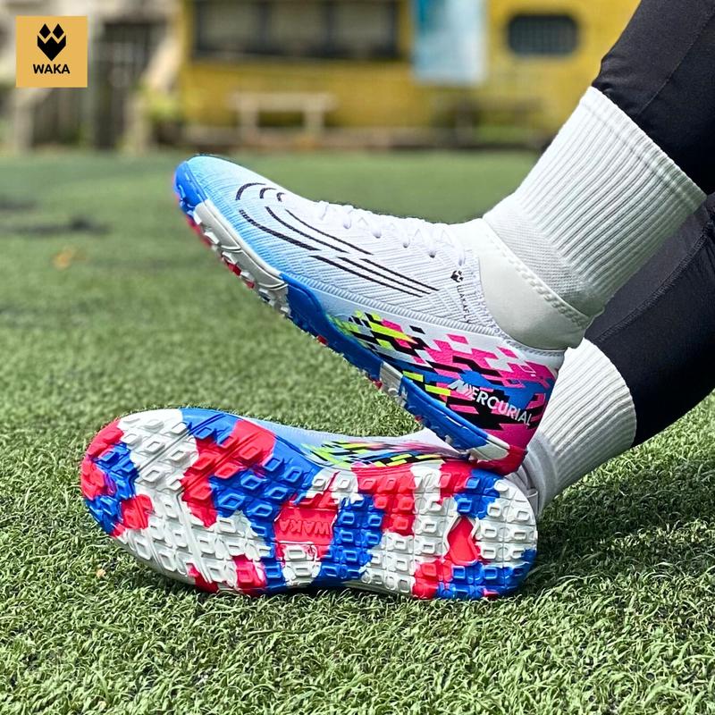 TẶNG QUÀ Giày đá bóng WAKA phiên bản cổ thun Wakafly đế cao su_Giày bóng đá cổ cao giá rẻ sân nhân tạo khâu đế Giày Thể Thao Đá Banh Sport Sneaker