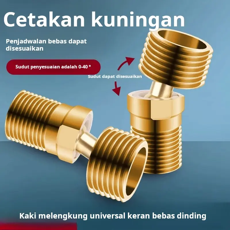 Adaptor Pipa Shower Fleksibel Tembaga - Sudut Eksentrik Dapat Diatur, Sambungan Variasi Ukuran, Pembetul Sudut untuk Keran Mixer Shower