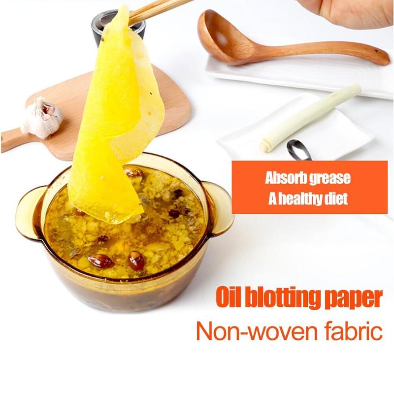 Product Introduction of Oil Blotting Paper Absorber Disposable Food Blotting Paper Soup Oil Absorbing Sheet 12pcs Kitchen Wipes 8