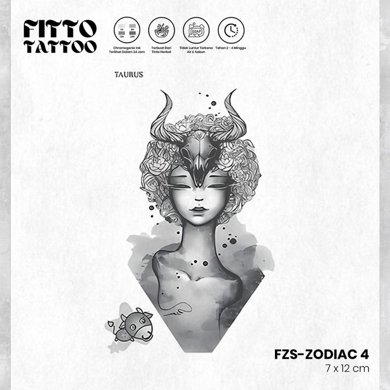 tato temporer premium semi permanen tattoo fruit ink zodiac tatoo zodiak tatto pisces gemini leo taurus Temporary 5