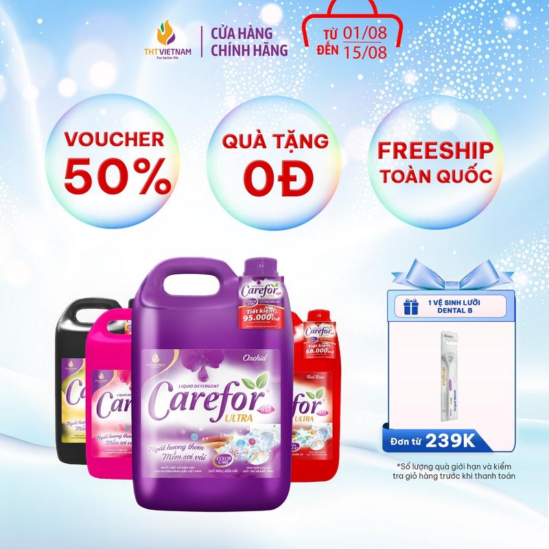 Nước giặt xả vải quần áo mềm vải đậm đặc Carefor chính hãng dung tích 5L