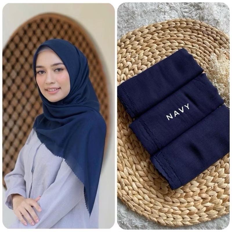 HIJAB VOAL POLOS PREMIUM LASERCUT - Segi Empat 5