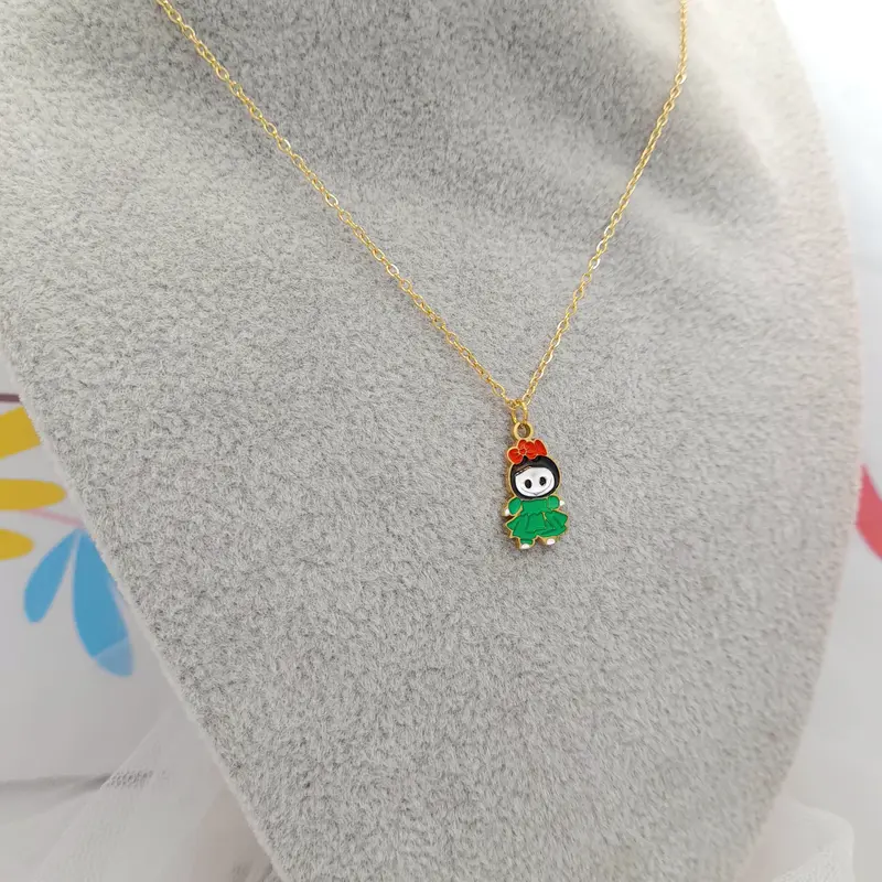 (34) Kalung Labubu Titanium Anak Wanita Karakter Warna Merah Hijau Boneka TK931 Aksesoris Costume Kids Fashion 4