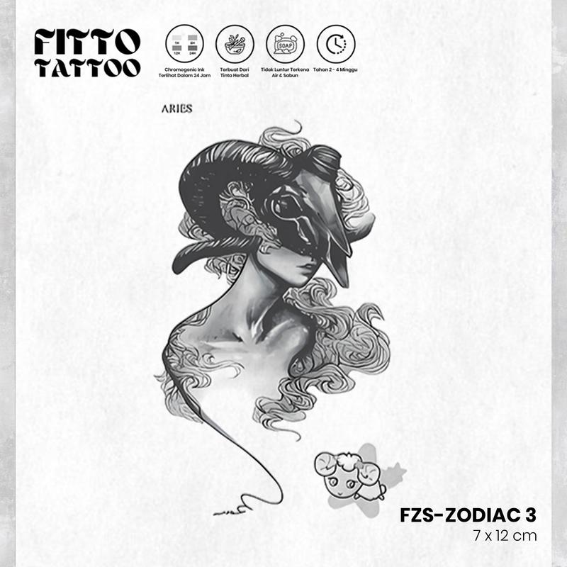 tato temporer premium semi permanen tattoo fruit ink zodiac tatoo zodiak tatto pisces gemini leo taurus Temporary 3