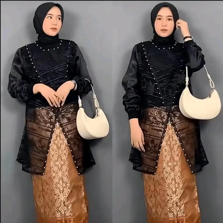 Fiona outer jumbo LD 120 brokat organza full payet / tunik brukat / baju hari raya,kondangan,wisuda 0