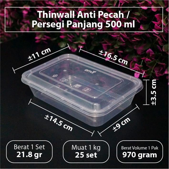 Thinwall Anti Pecah 500 ml - Thinwall ENVI - Kotak Makanan - Rectangle 1