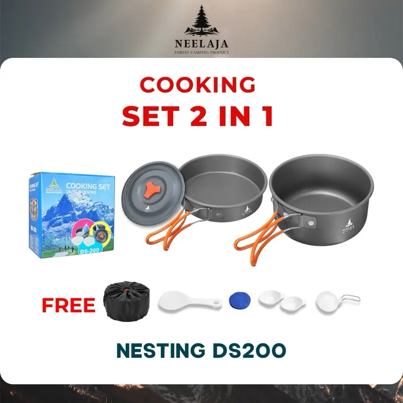 TERLARIS [Neelaja] Alat Masak Set Panci Camping Outdoor Cooking Set Camping Nesting DS200