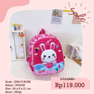 Tas Sekolah Anak Import JT6615 Anti Air Nylon 26x6x31cm - Wanita, Cewek
