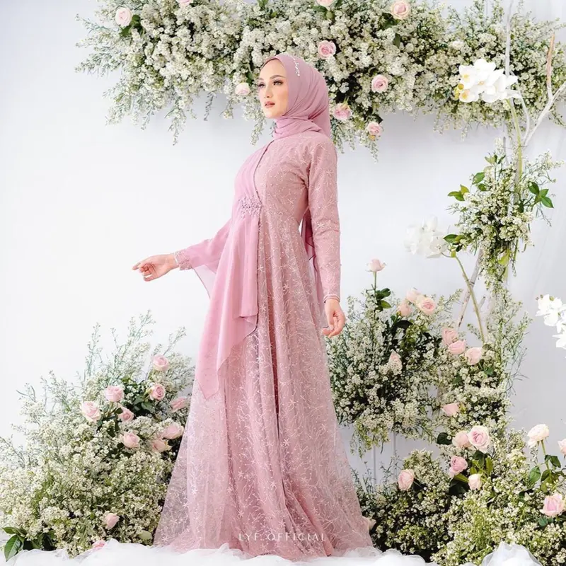 Gamis Brokat Lebaran Dress Kondangan Bridesmaid Terbaru Gamis Ayu Ndoro Jowi M L XL XXL 2025 baju kain sutra asli dan rekomendasi 0