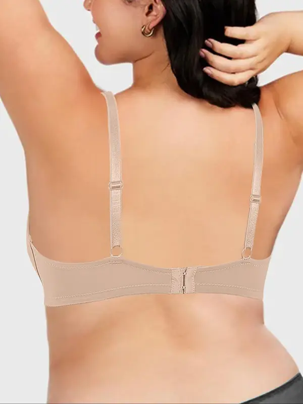 【Plus Size】 Solid Underwire Bra, Casual Comfortable Breathable Full Coverage Bra for Daily Wear, Women's Plus Size Lingerie for All Seasons 5