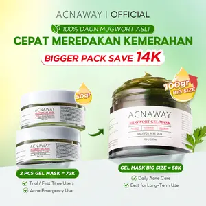 ACNAWAY Advanced Mugwort Gel Mask Big Size – Face Mask Gel Masker Wajah untuk Kulit Berjerawat | Mencerahkan, Menghaluskan & Membersihkan Pori | Anti Kusam, Komedo & Minyak | Acne Skincare Brightening & Pore Care Masker Komedo